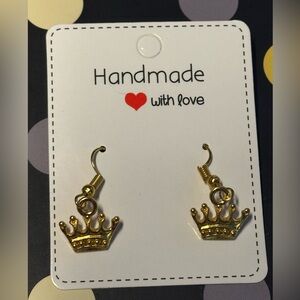 Gold Crown Earrings Handcrafted